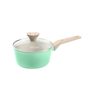 Panci Susu 16 cm Green dengan Tutup Kaca Aurora Series