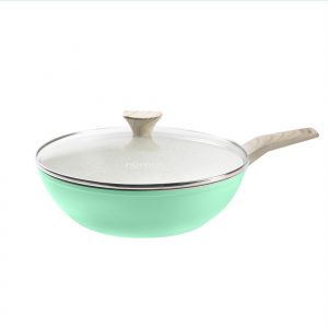 Wajan Stirfry 28 cm Green dengan Tutup Kaca Aurora Series