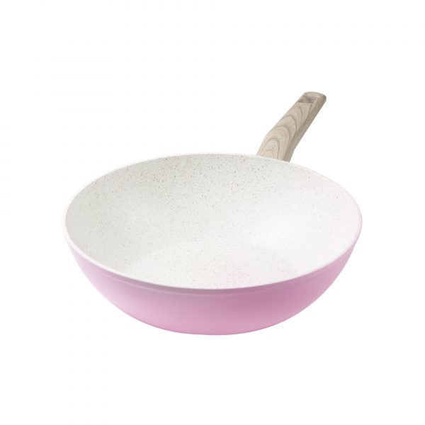 Wajan Stirfry 28 cm Pink dengan Tutup Kaca Aurora Series - Image 2