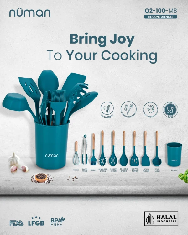 SILICONE KITCHEN UTENSILS 10'S SET MOSAIC BLUE - Image 3