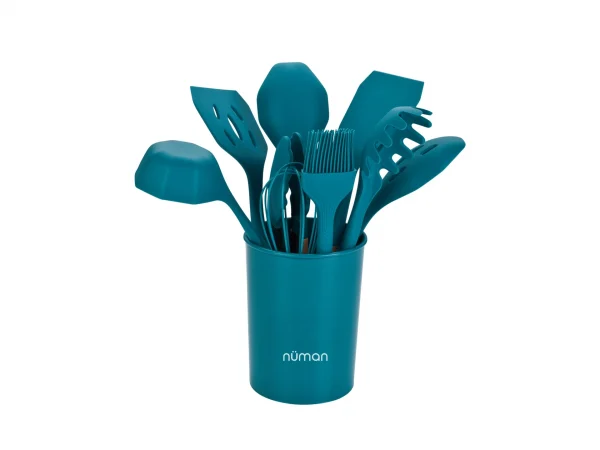 SILICONE KITCHEN UTENSILS 10'S SET MOSAIC BLUE - Image 2