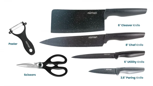 KNIVES 6'S SET BLACK MARBLE (BLACK GRANITE) - Image 13