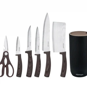 KNIVES 7'S SET DAMASCUS HAZELNUT